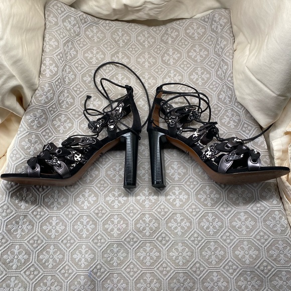 Coach Black Lace Up Heel Sandal size 6.5 - Picture 3 of 7